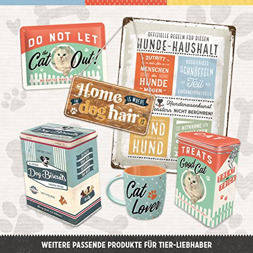Retro tin box, 44 oz, Every Bite You Take Dog Treats &#x2013; Gift idea for dog owners, metal clip top can for treats, vintage design