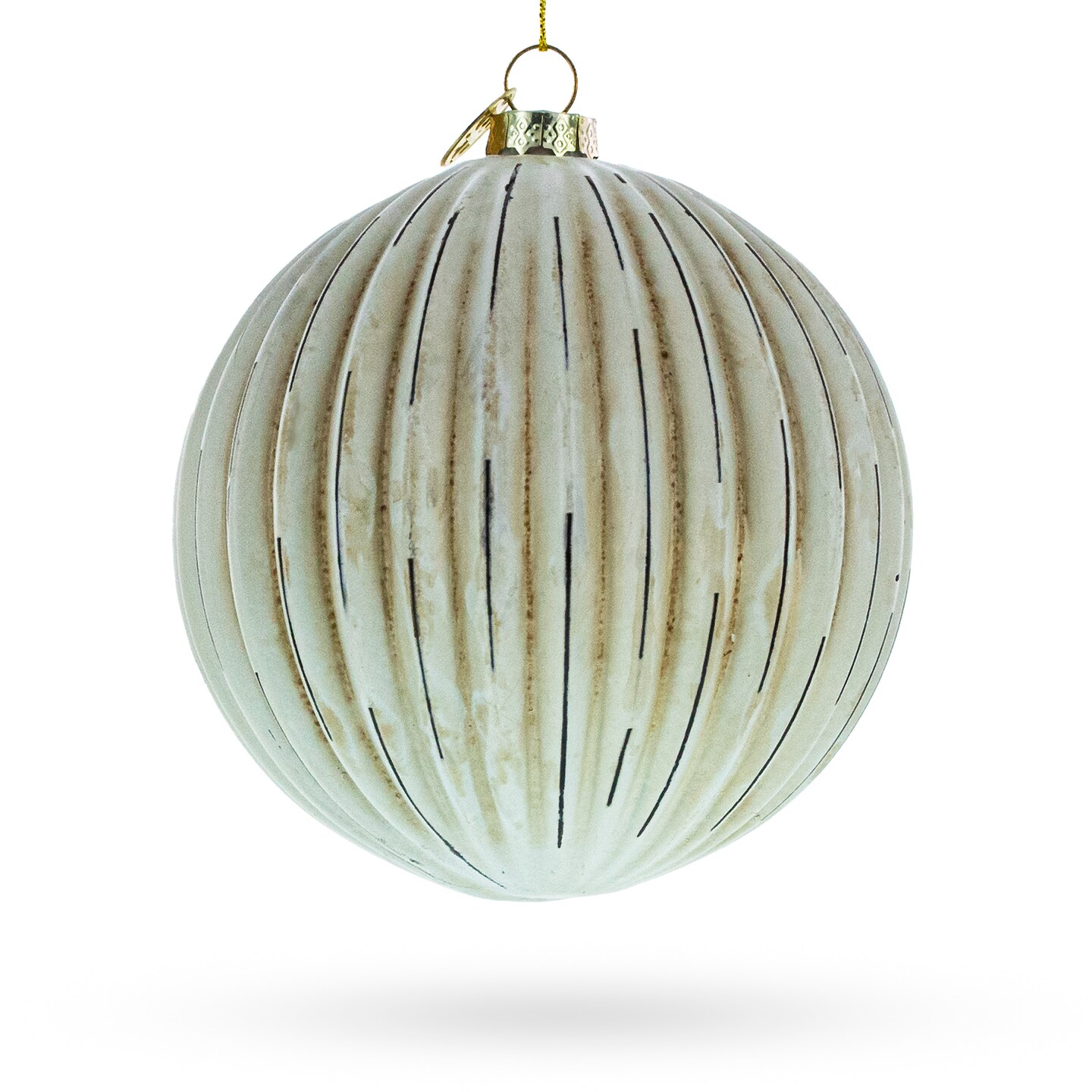 Antique-Style Ribbed Blown Glass Ball Christmas Ornament