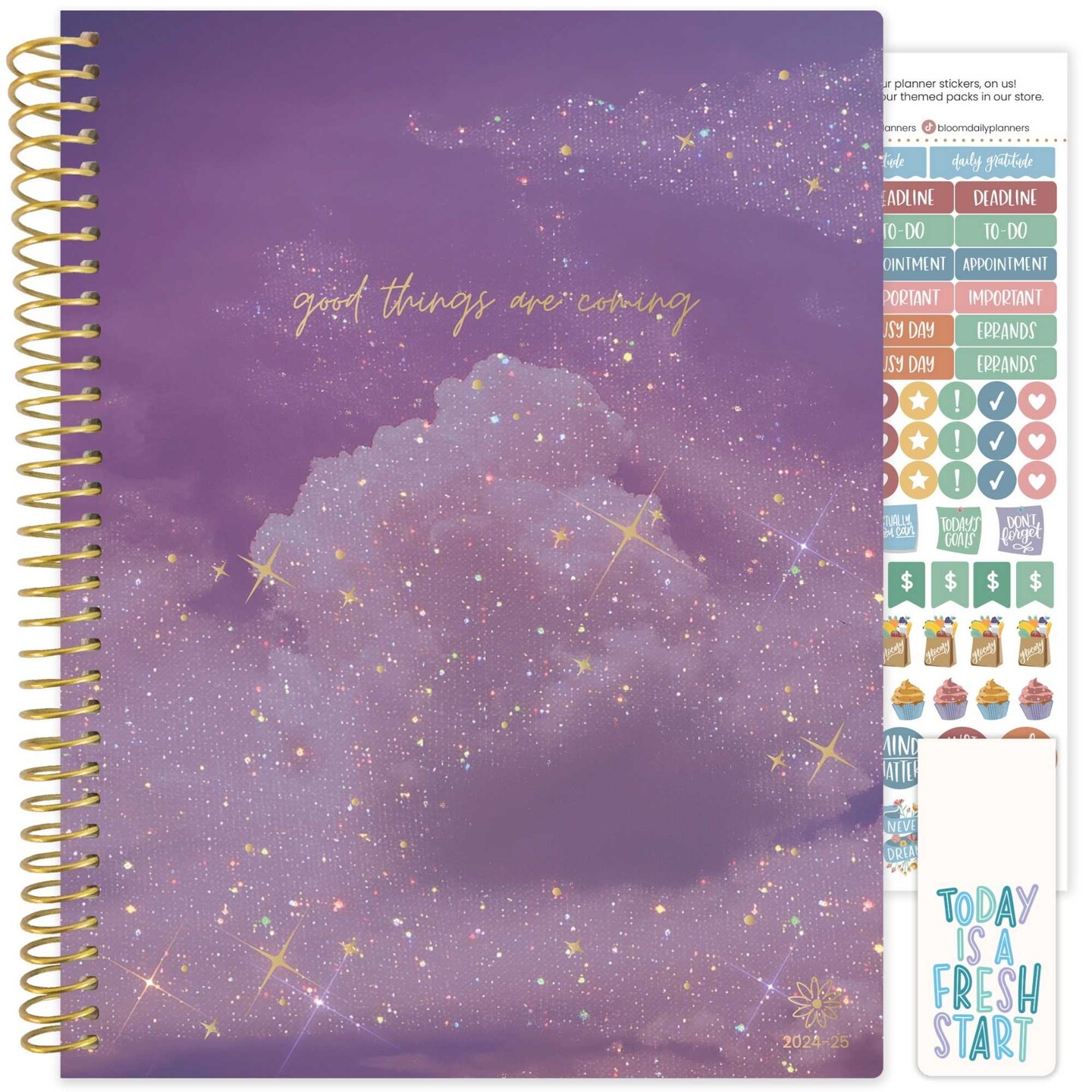 bloom daily planners 2024-25 Soft Cover Planner, 8.5&#x22; x 11&#x22;, Good Things are Coming