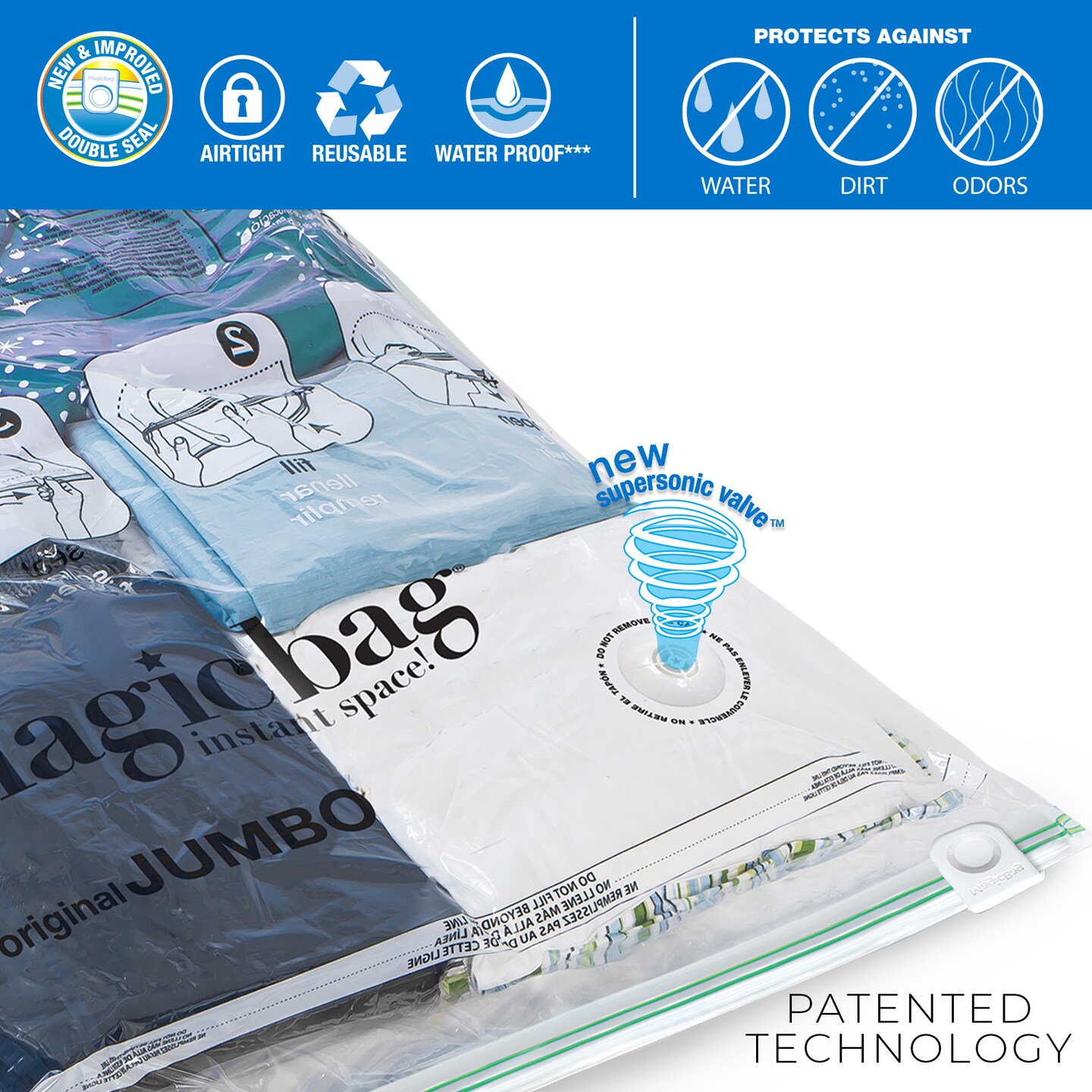 MagicBag Smart Design Set of 4 Instant Space Saver Storage - Flat Jumbo