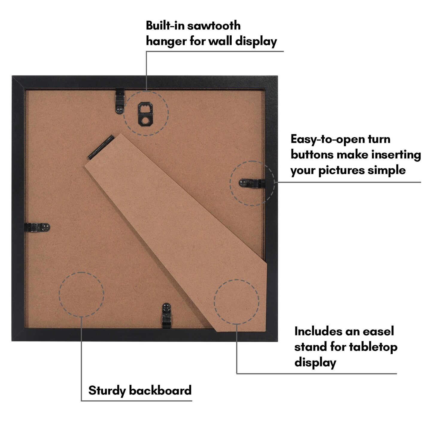 Americanflat 8x8 Square Picture Frames for Grid Gallery - Set of 6 and 9 - 4x4 with Mat or 8x8 without Mat - Square Grid Picture Frames - Shatter Resistant Glass - Hanging Hardware - Includes Easel - Black