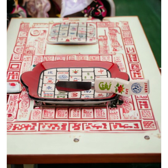 Ceramic Mahjong 2Pc Spreader Dish Set Kitchen Gift Player