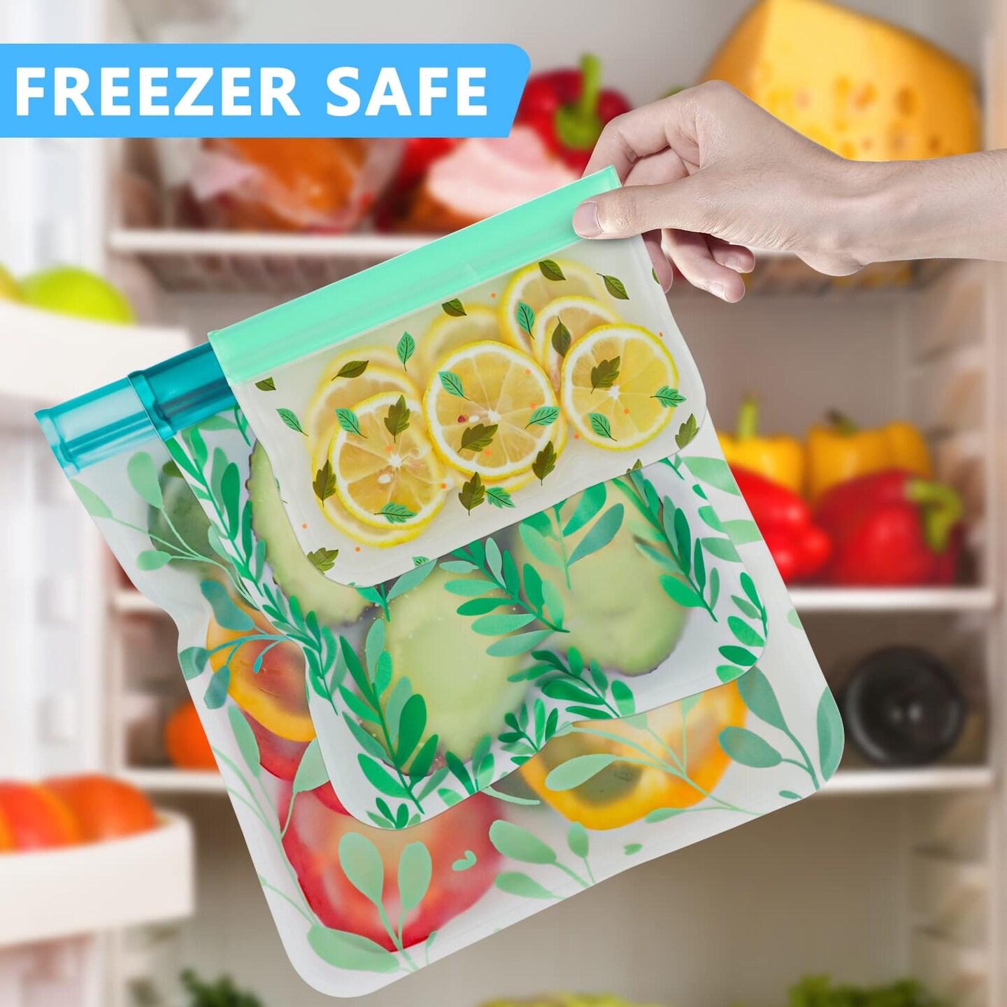 10 Pieces Dishwasher Safe Reusable Bags Silicone, Leak proof Reusable Freezer Bags for Food Storage Home Organization Traval &#x26; Make-up BPA FREE for Food Storage Home BPA FREE for Salad Fruit