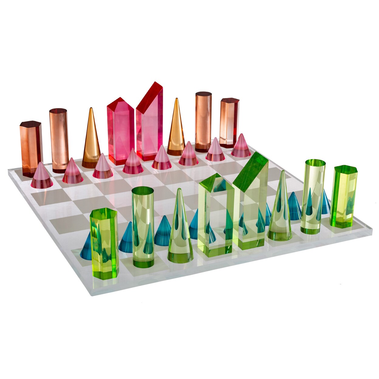 Acrylic Chess Set 12 Inch Colorful Modern Board Game Tabletop