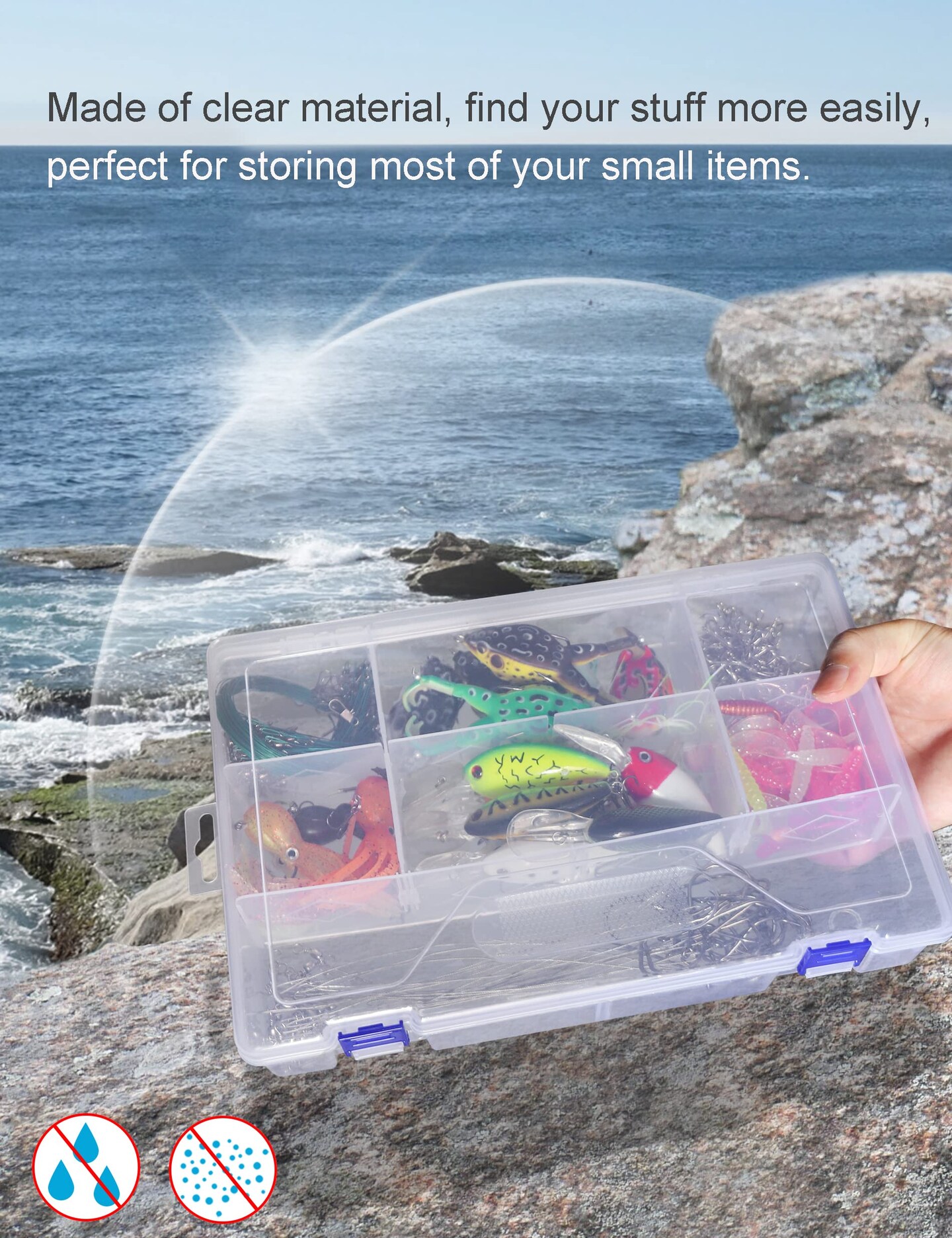 Tackle Box Beads Organizer Tackle Boxes with Dividers Plastic Storage Large 10 Grids Box Jewelry Compartment Container