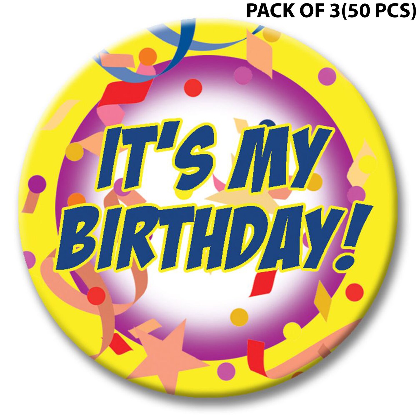 Sparkling Confetti Themed Button - 2 1/4 Inch Fabulous Celebration Accessory | RAHEEV®