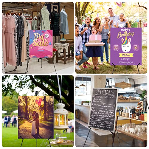 Easel Stand for Display, 63'' Instant Easel, Foldable Portable Ground Easel for Wedding Banner and Poster Display Stand, Tabletop Easel Display Metal Tripod with Portable