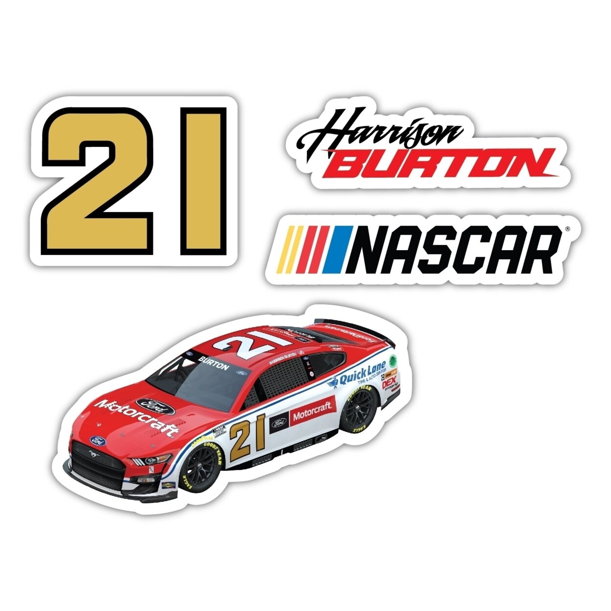 R and R Imports Nascar 21 Harrison Burton 4-Inch Vinyl Decal Stiker