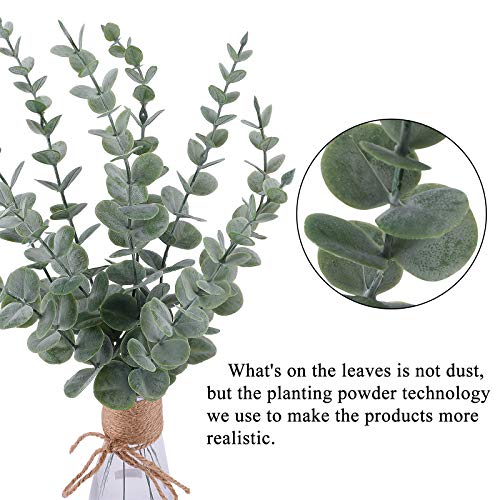 CEWOR 24pcs Eucalyptus Stems Decor Artificial Eucalyptus Leaves Faux Greenery Branches for Wedding Centerpiece Flower Floral Arrangement Farmhouse Home Decoration