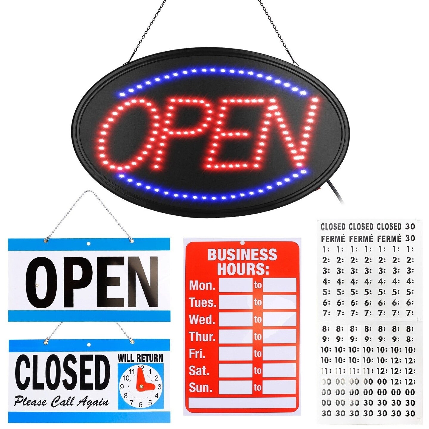 SKUSHOPS LED Open Sign 22.64x13.78In Business Neon Open Sign ...