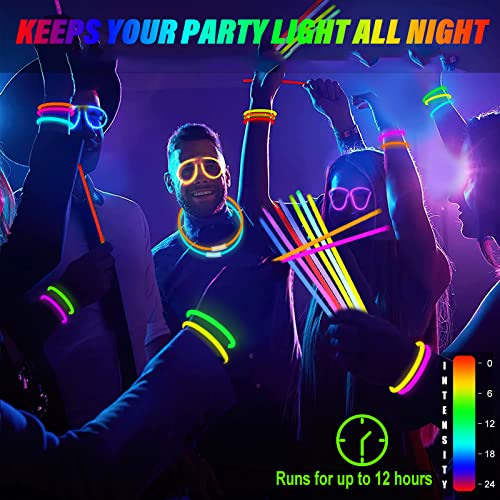 BUDI 467Pcs Glow Sticks Party Favors for Kids Adults 200 GlowStick Bulk 7 Colors 8 Inch &#x26; 267 Connectors Necklace Bracelets Glasses and More in the Dark Light Up Toys
