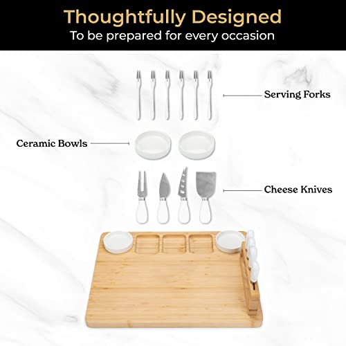 Charcuterie Boards Gift Set: Large Charcuterie Board Set, Bamboo Cheese Board Set - Unique Mothers Day Gifts for Mom - House Warming Gifts New Home, Wedding Gifts for Couple, Bridal Shower Gift