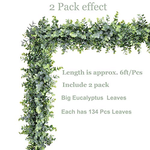 DearHouse 6 Pack Faux Eucalyptus Garland Plant, Artificial Vines Hanging  Eucalyptus Leaves Greenery Garland for Wedding Backdrop Arch Wall Decor, 6  Feet/pcs UV Protected Indoor Outdoor