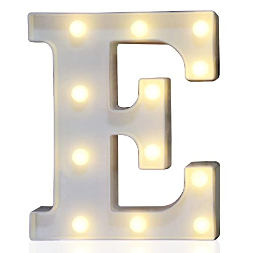 Pooqla LED Marquee Letter Lights Sign, Light Up Alphabet Letter for Home Party Wedding Decoration E