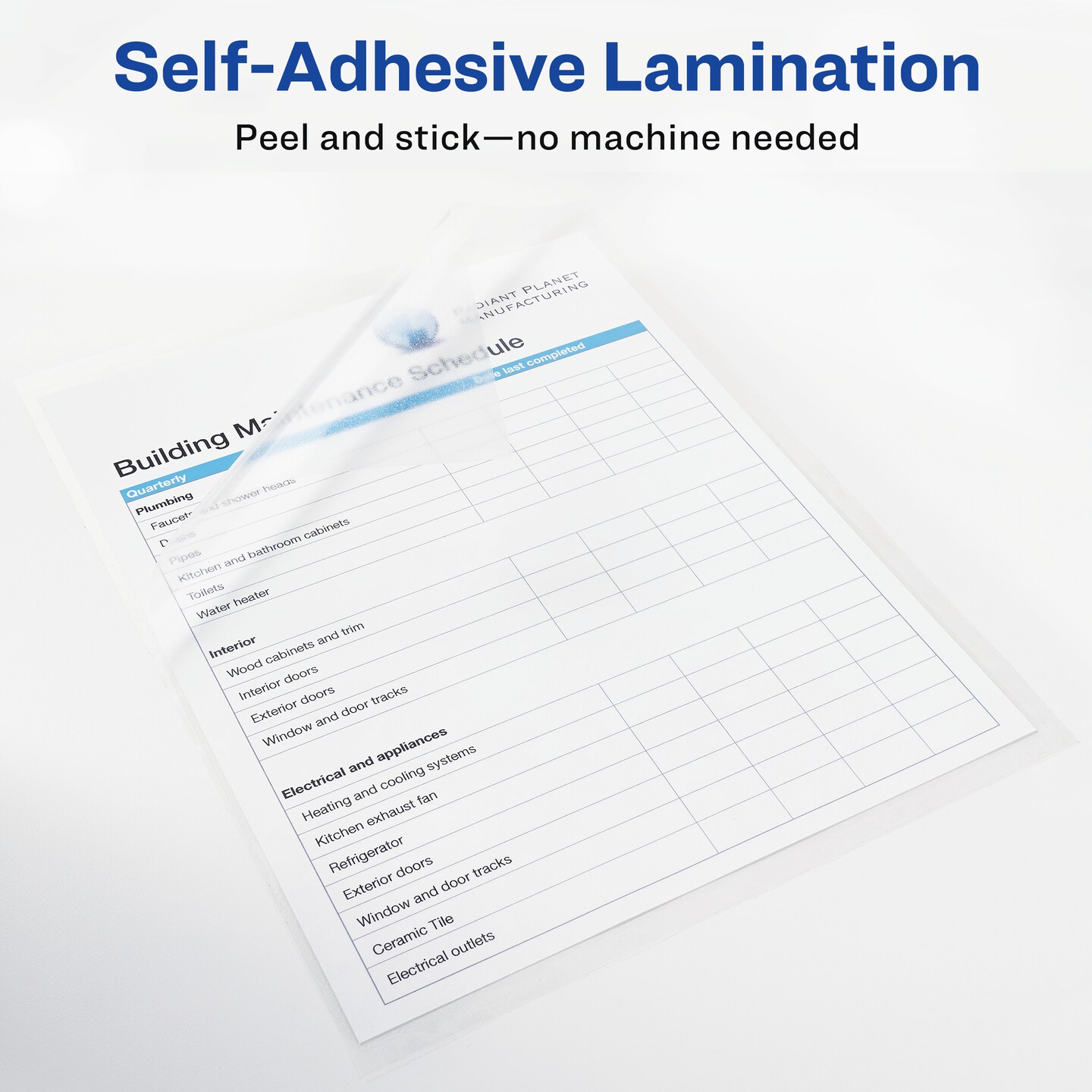 Avery Clear Laminating Sheets, 9&#x22; x 12&#x22;, Permanent Self-Adhesive, 50 Sheets (73601)