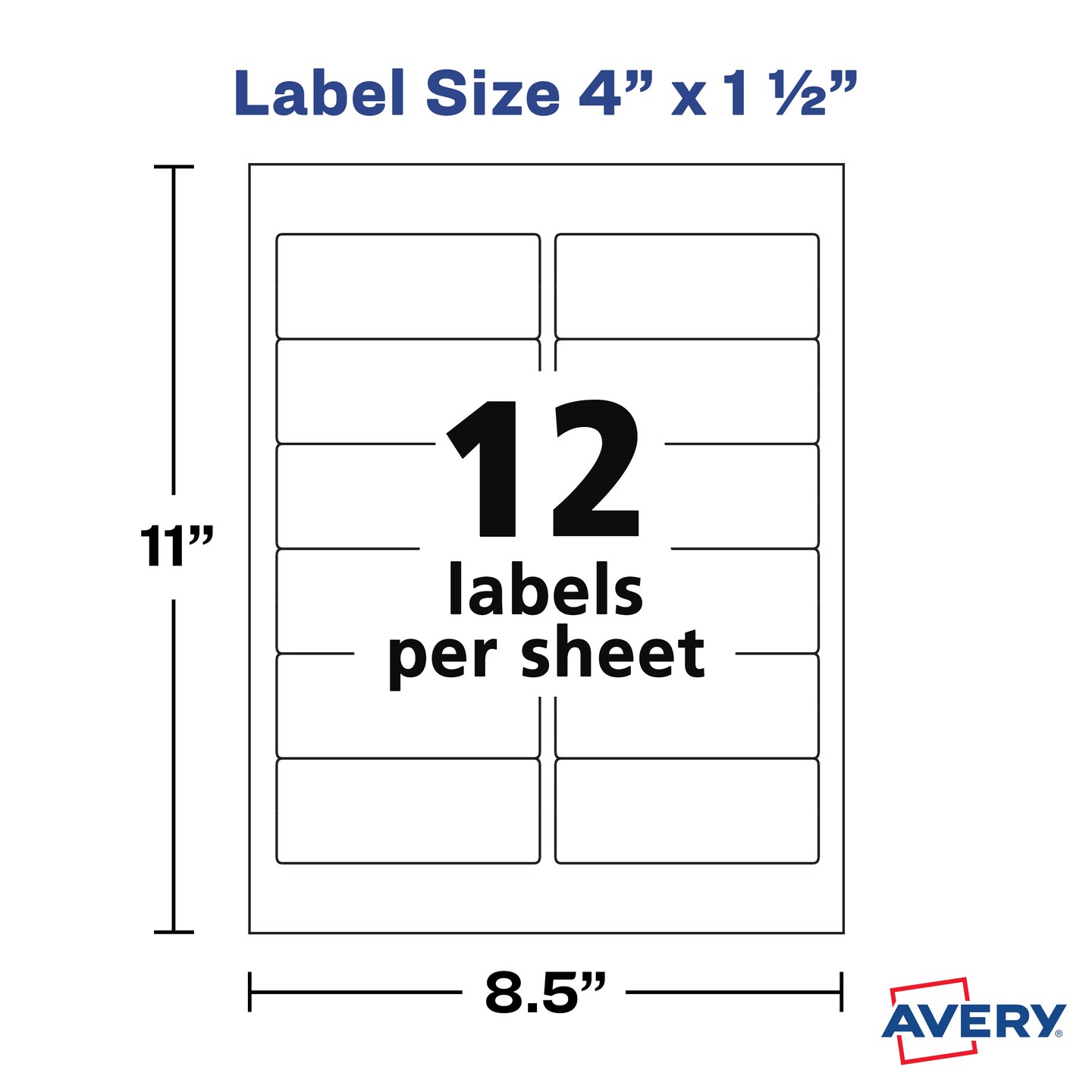 Avery Printable Blank Rectangle Labels, 1.5&#x22; x 4&#x22;, Matte White, 840 Customizable Labels (5197)