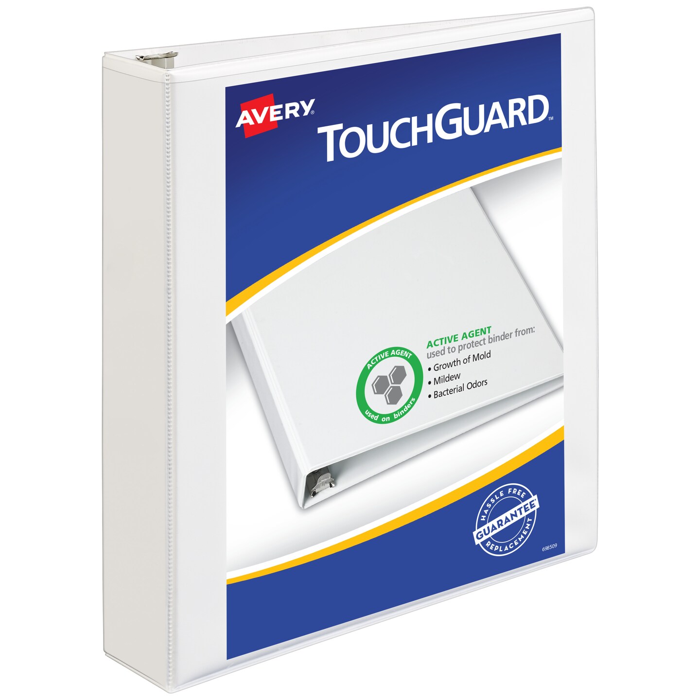 Avery TouchGuard Protection View 3 Ring Binder, Clear View Cover, 1.5&#x22; Slant Rings, 1 White Binder (17142)
