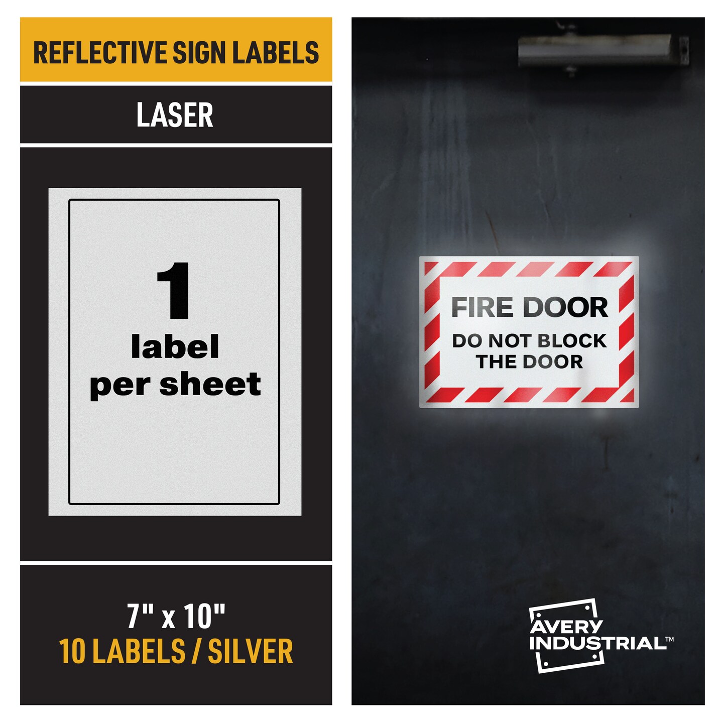 Avery Reflective Labels, 7&#x22; x 10&#x22; Silver Reflective Sign Labels, Laser Printable, 10 Labels (61582)