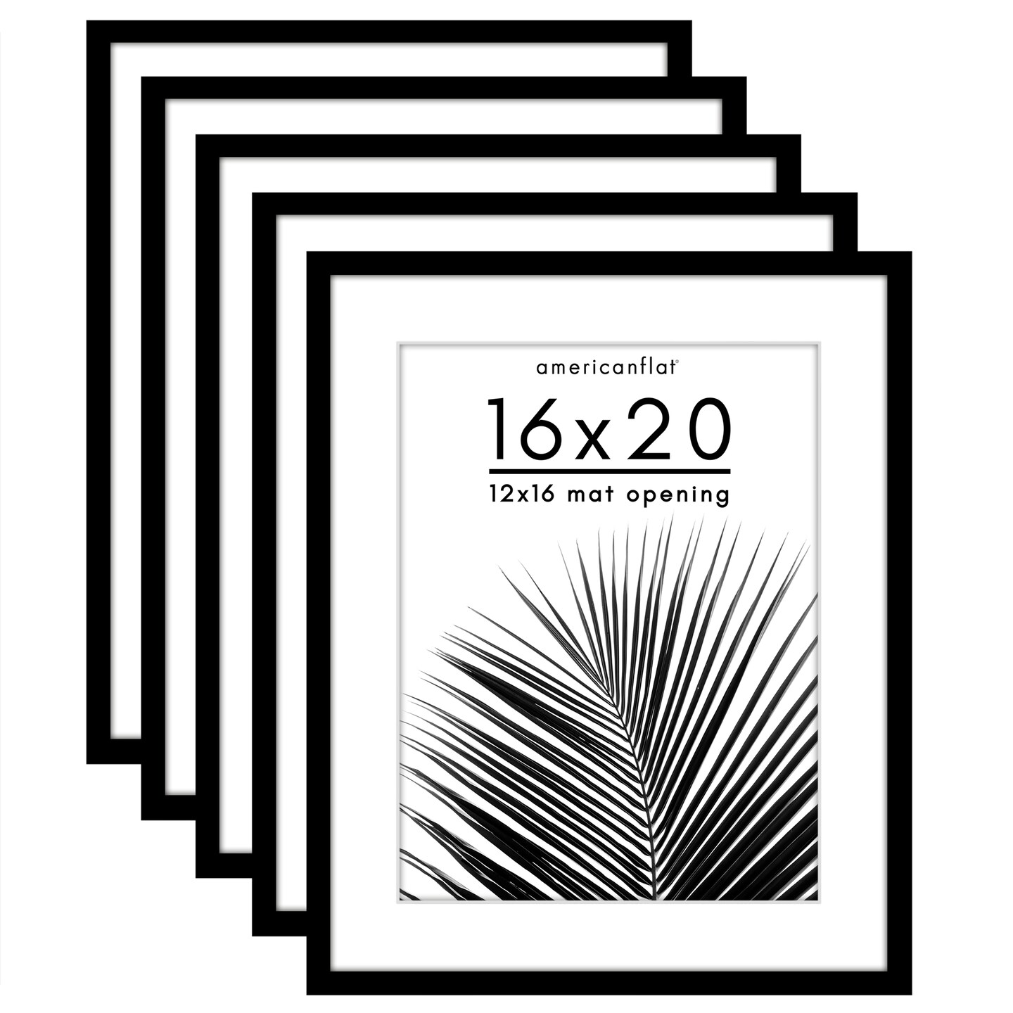 Americanflat Picture Frame Set with Mat - Set of 5 - Photo Frame Set of Five for Wall Display - Plexiglass Cover - Hanging Hardware