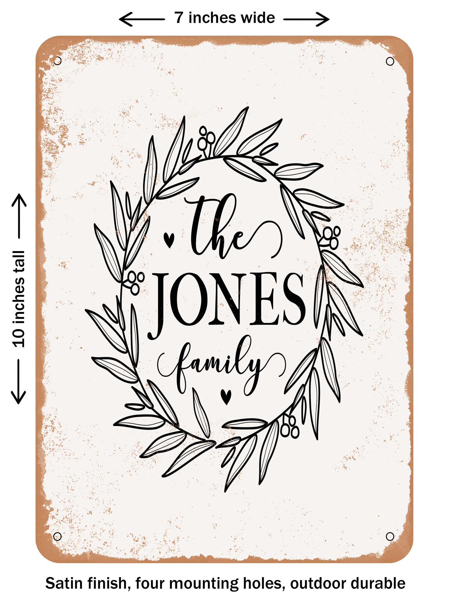DECORATIVE METAL SIGN - the Jones Family  - Vintage Rusty Look