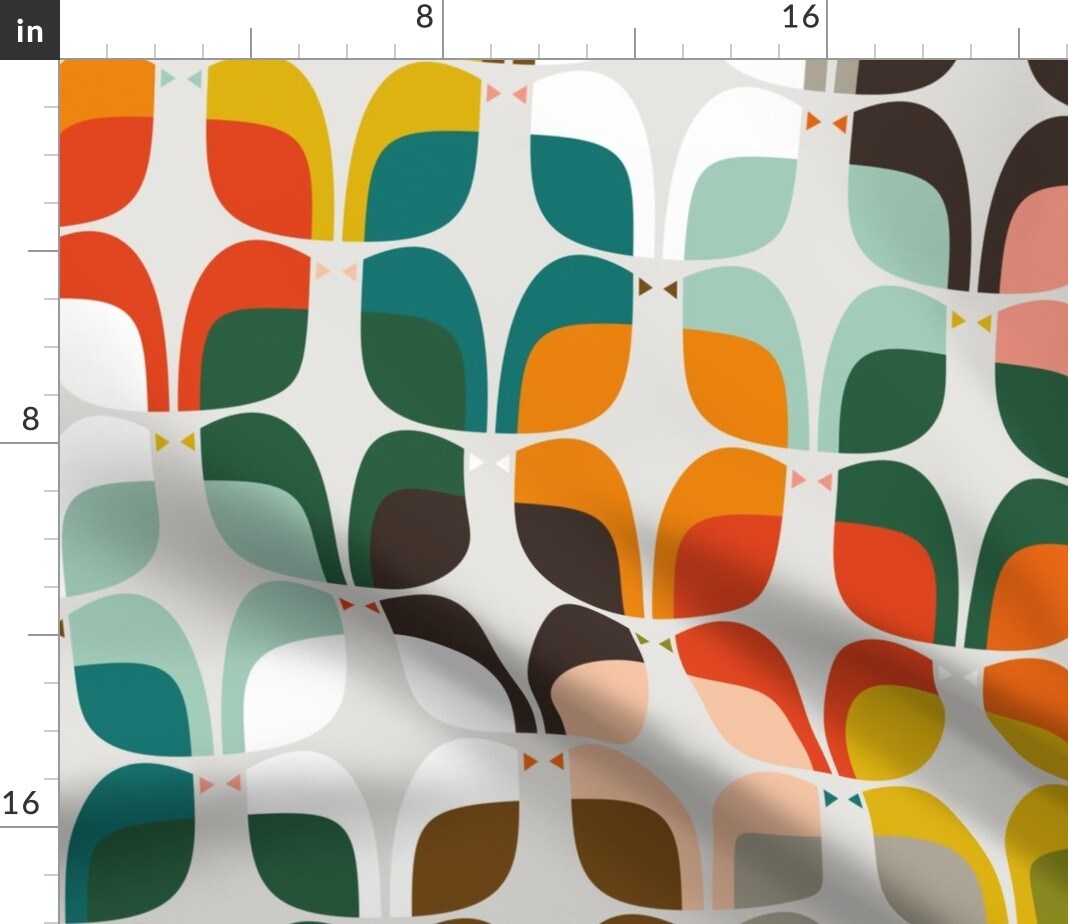 Mid Century Birds Whimsical Retro Atomic Era 1950S 1960S Look Custom Printed Fabric by Spoonflower Various Fabrics by the Yard or Fat Quarter