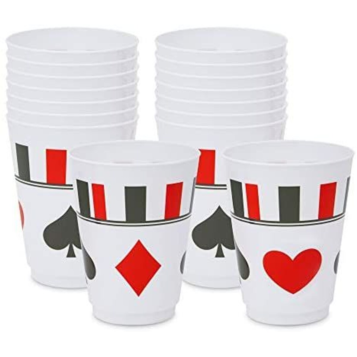 16 oz Plastic Poker Tumbler Cups, Casino Party Decorations (16 Pack)