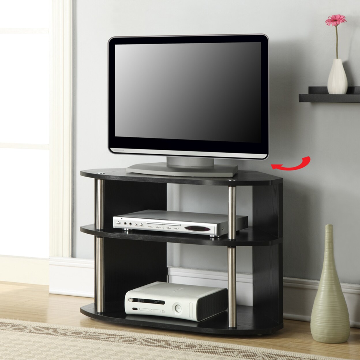 Convenience Concepts Designs2Go Swivel TV Stand, Black