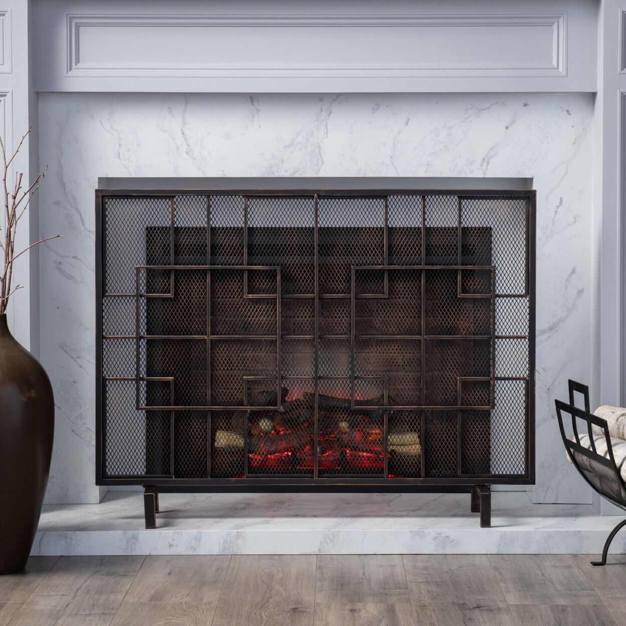 GDFStudio Dorothy Modern Single PanelIron Firescreen