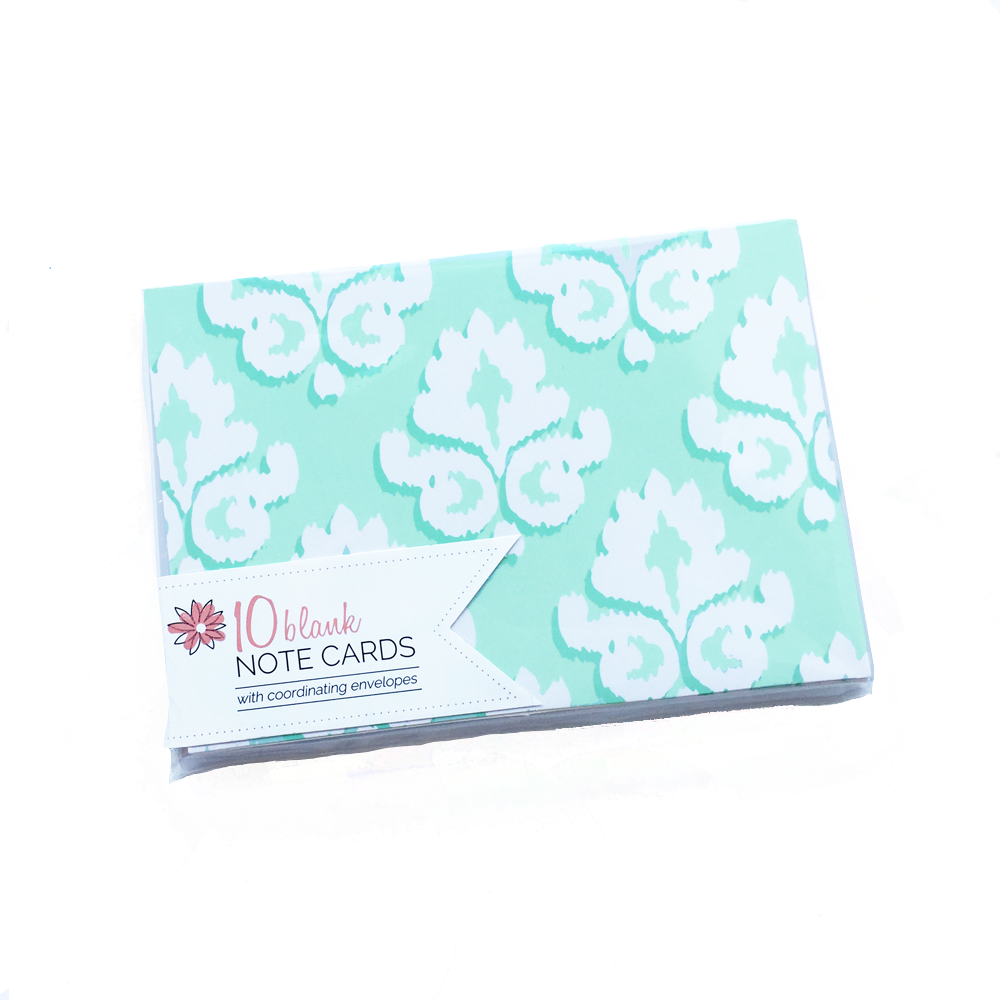 bloom daily planners Card Set, Blank Mint Damask
