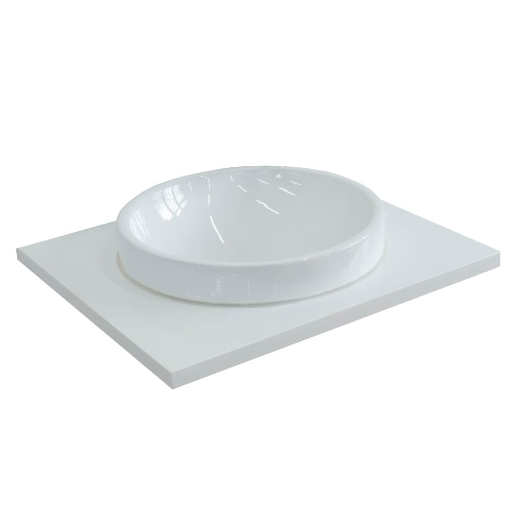 Bellaterra Home 25&#x22; White quartz countertop and single round sink