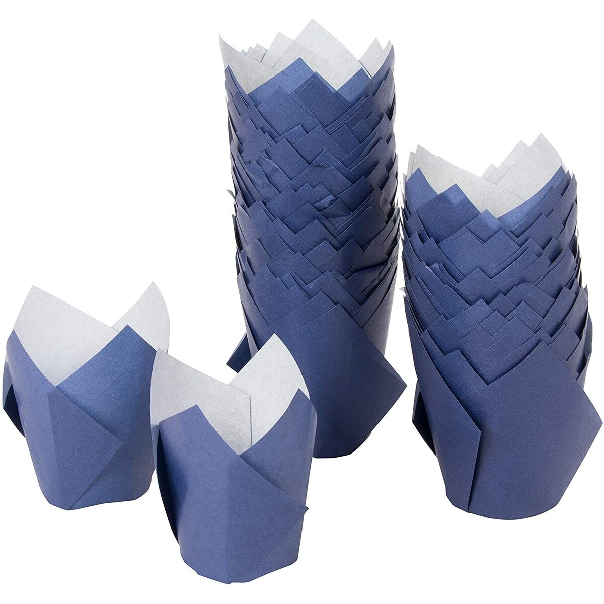 Tulip Cupcake Liners - 100-Pack Medium Baking Cups, Muffin Wrappers, Perfect for Birthday Parties, Weddings, Baby Showers, Bakeries, Catering, Restaurants, Navy Blue