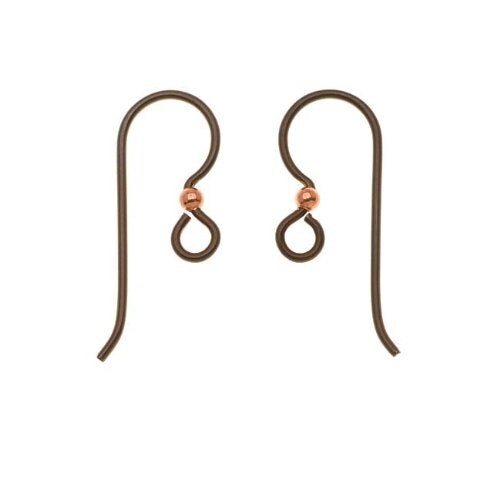 TierraCast Niobium Copper Earring Hooks With 2mm Ball Hypo-Allergenic (2 Pair)