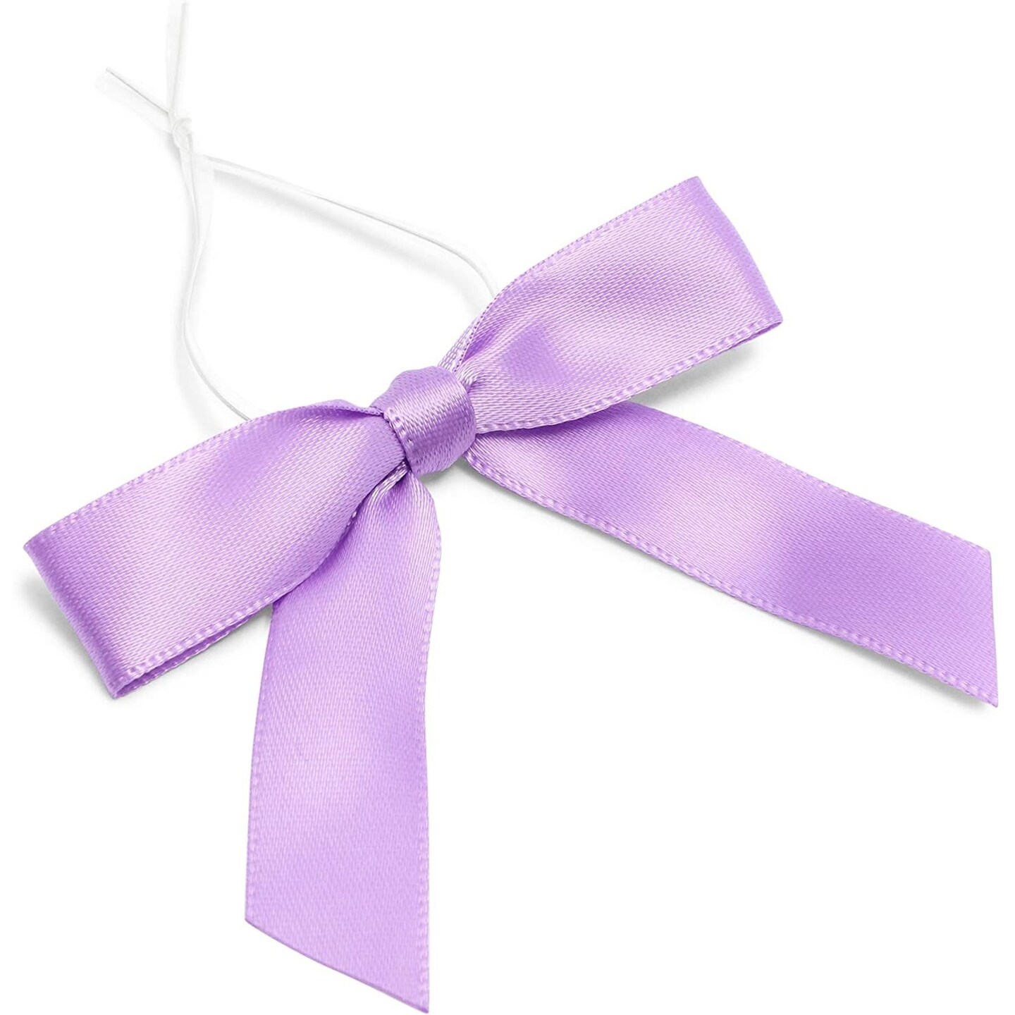 100 Pack Purple Twist Tie Bows for Treat Bags, 3&#x22; Small Satin Ribbons for Craft Decoration, Gift Wrap, Themed Party Favors, Baked Goods