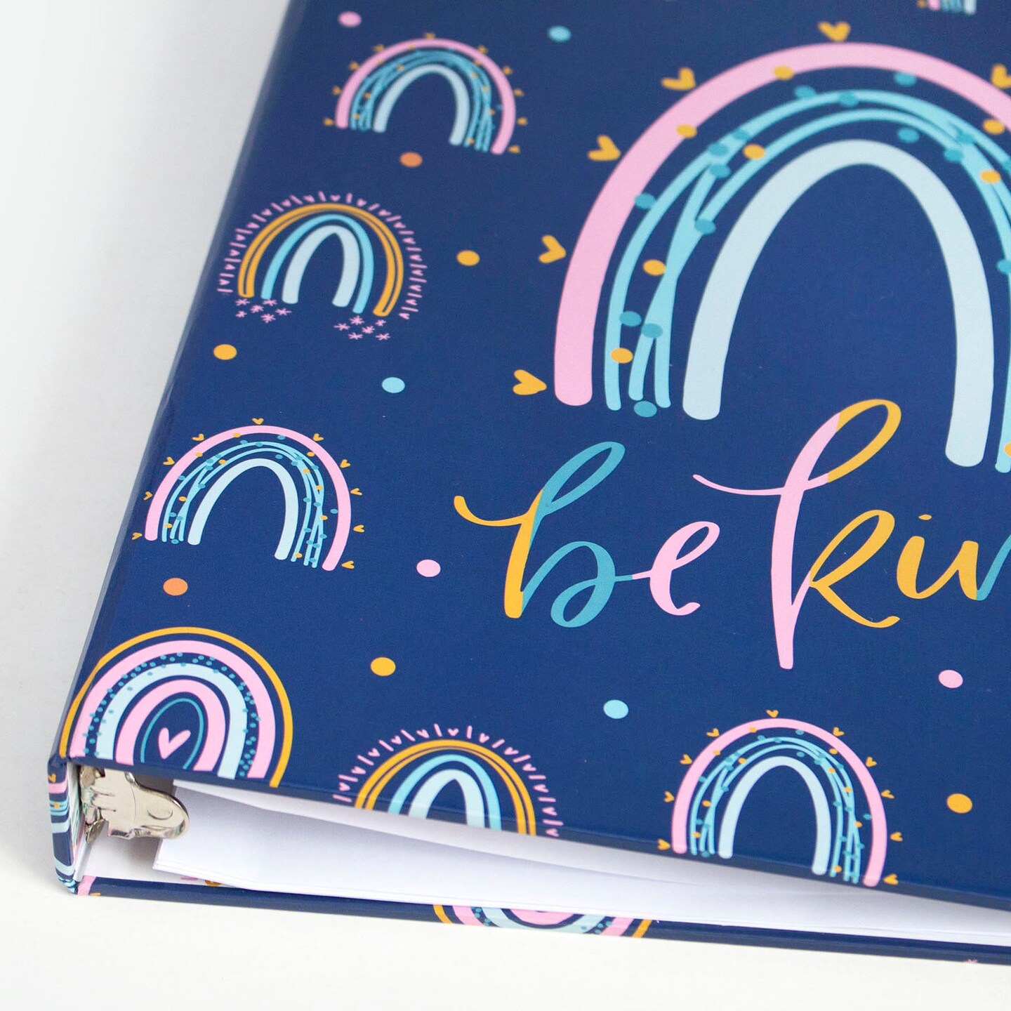 bloom daily planners 1&#x22; Ring Binder, 10&#x22; x 11.5&#x22;, Navy Rainbows