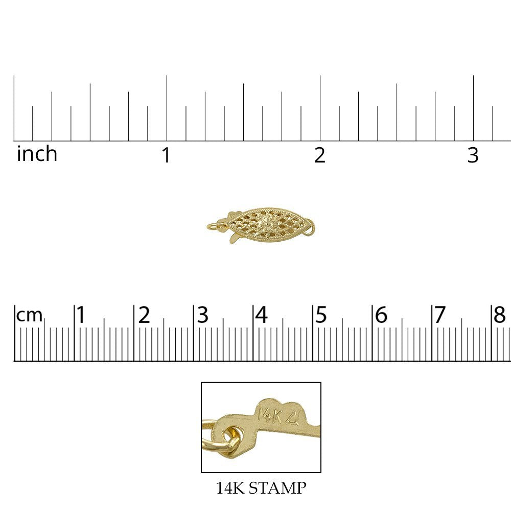 JewelrSupply 14 Karat (.585) Filigree Pearl Clasp 14 Karat Solid Yellow Gold Pearl Clasp with 14K STAMP
