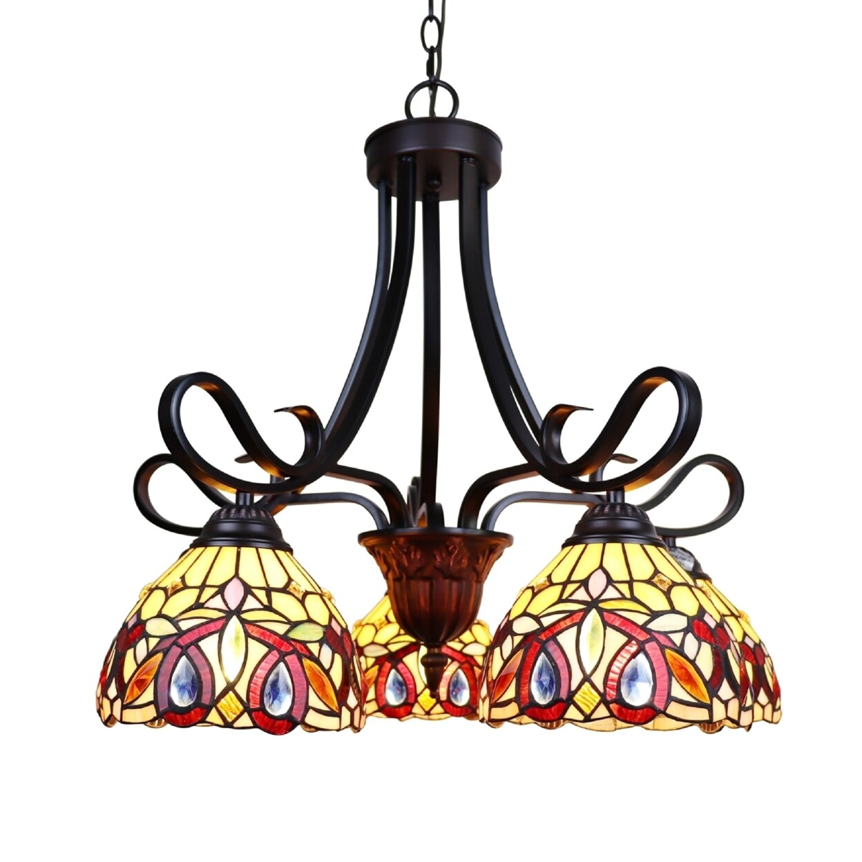 CHLOE Lighting   SERENITY Victorian Tiffany-Style Dark Bronze 5 Light Large Chandelier 25&#x22; Wide