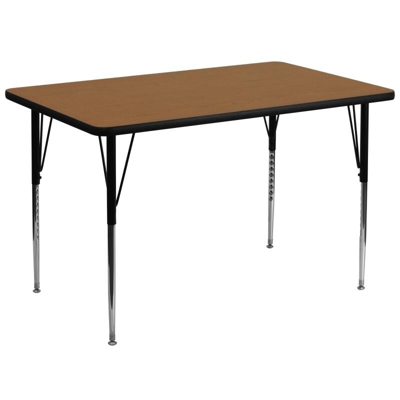 Flash Furniture 36W x 72L Rectangular Oak Thermal Laminate Activity Table - Standard Height Adjustable Legs
