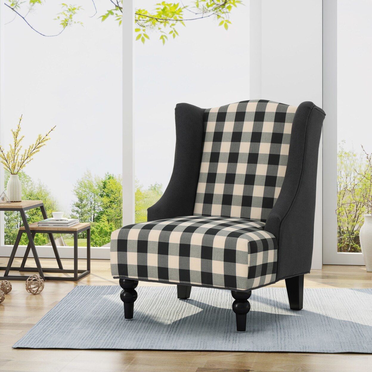 Gingham discount upholstered chairs