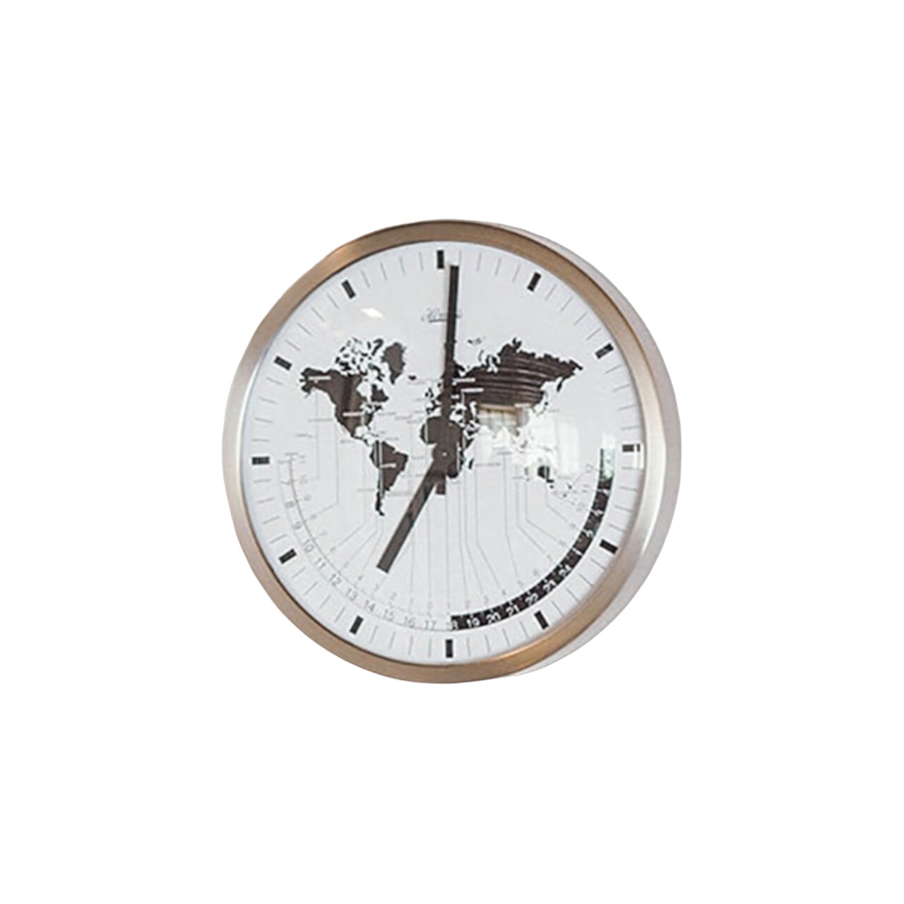 Hermle 12&#x22; Silver and White Round World Time Wall Clock