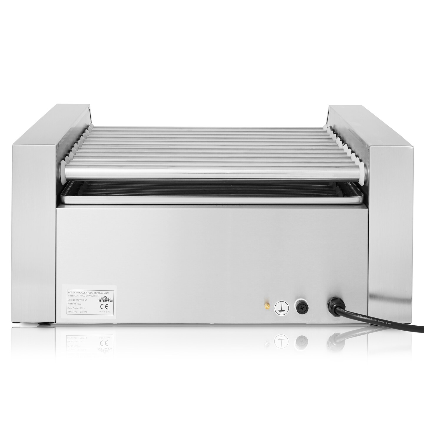 Olde Midway Electric Hot Dog Roller Grill Cooker Machines with Bun Warming Drawer - Commercial Grade