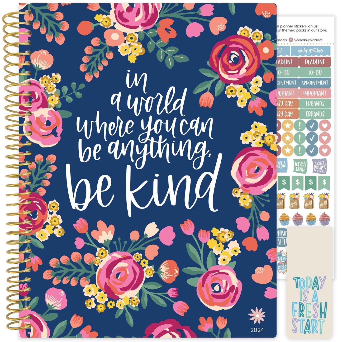 bloom daily planners 2024 Soft Cover Planner, 8.5&#x22; x 11&#x22;, Be Kind