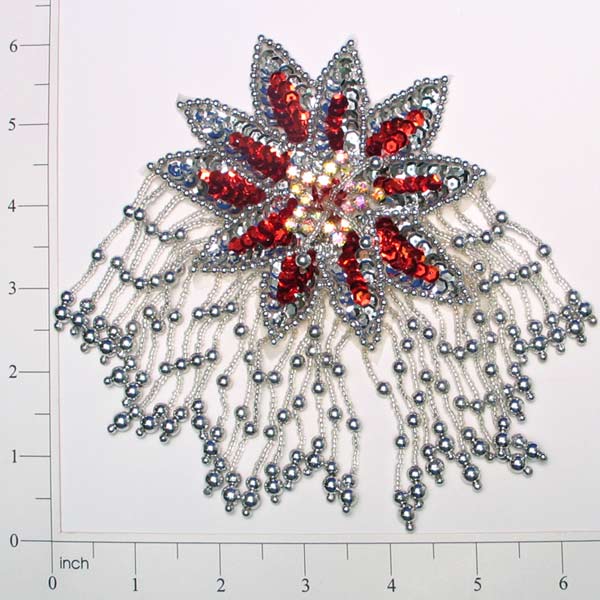 Starburst Beaded Sequin Applique w/ Fringe 6&#x22; x 4&#x22;
