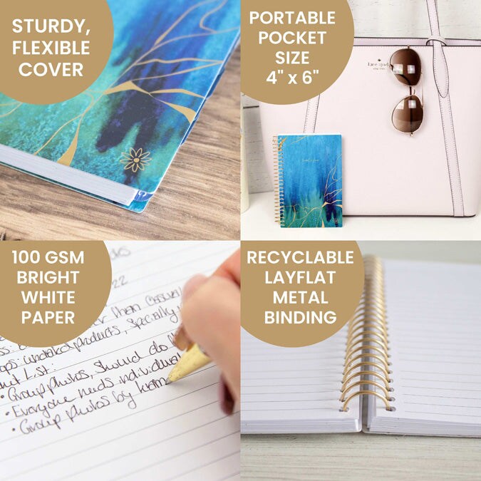 bloom daily planners 2024 Soft Cover Planner, 4" x 6", Blue Kintsugi