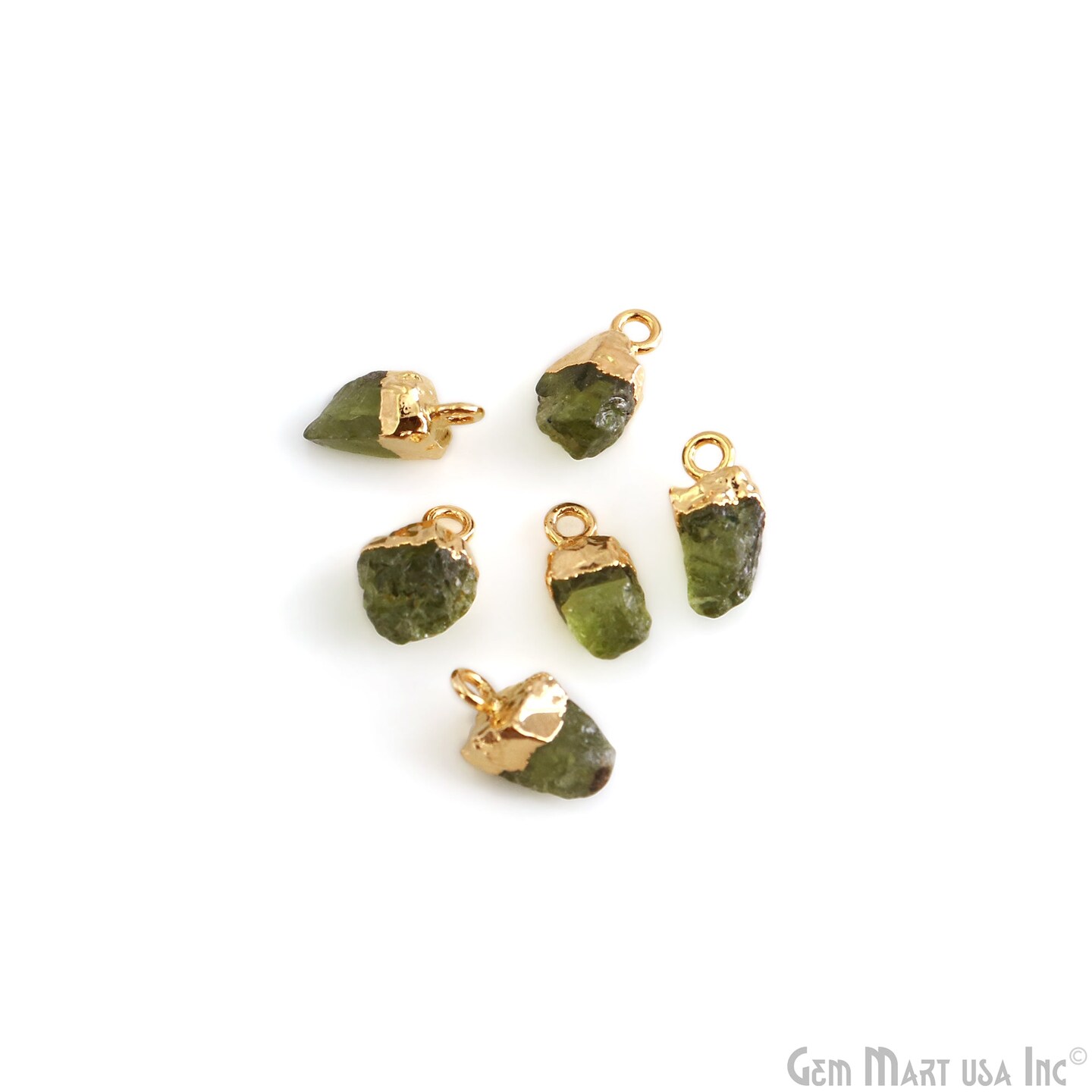 Rough Gemstone Pendant, Birthstone Raw Pendant, Gold Electroplated Connector Charms, 11X6mm (Approx), 1 pc, GemMartUSA (50469)