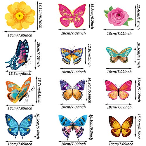 30 Pieces Butterfly Flowers Hanging Swirl Decorations Summer Butterfly Floral Baby Shower Foil Ceiling Streamers for Women Girl Kids Wedding Birthday Mother's Day 1st Birthday Party Supplies (Elegant)