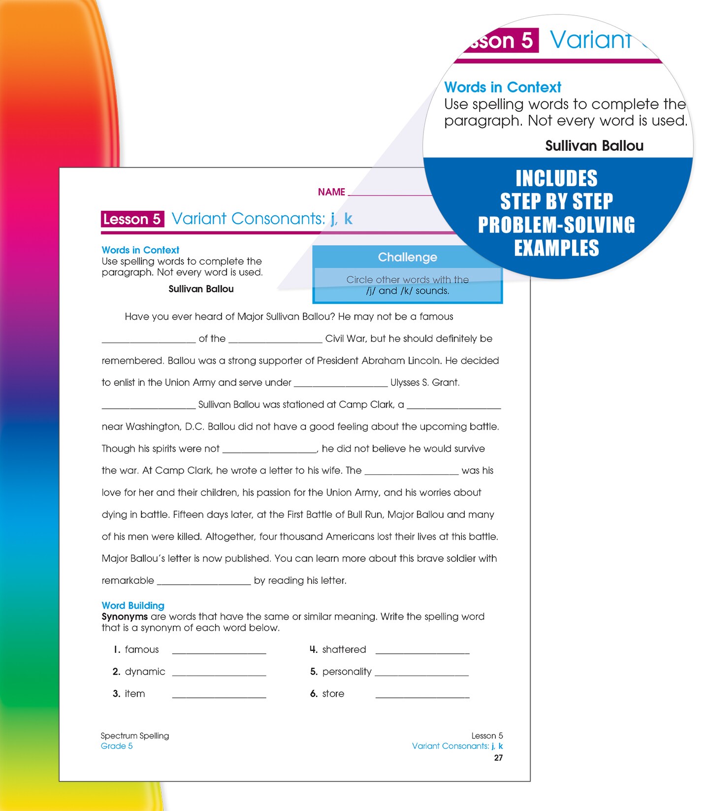 Spectrum 5th Grade Spelling Workbooks, Ages 10 to 11, Spelling Grade 5 Workbooks Covering Vowels, Blends &#x26; Digraphs, Practice Building Spelling Skills, Vocabulary, and Dictionary Skills