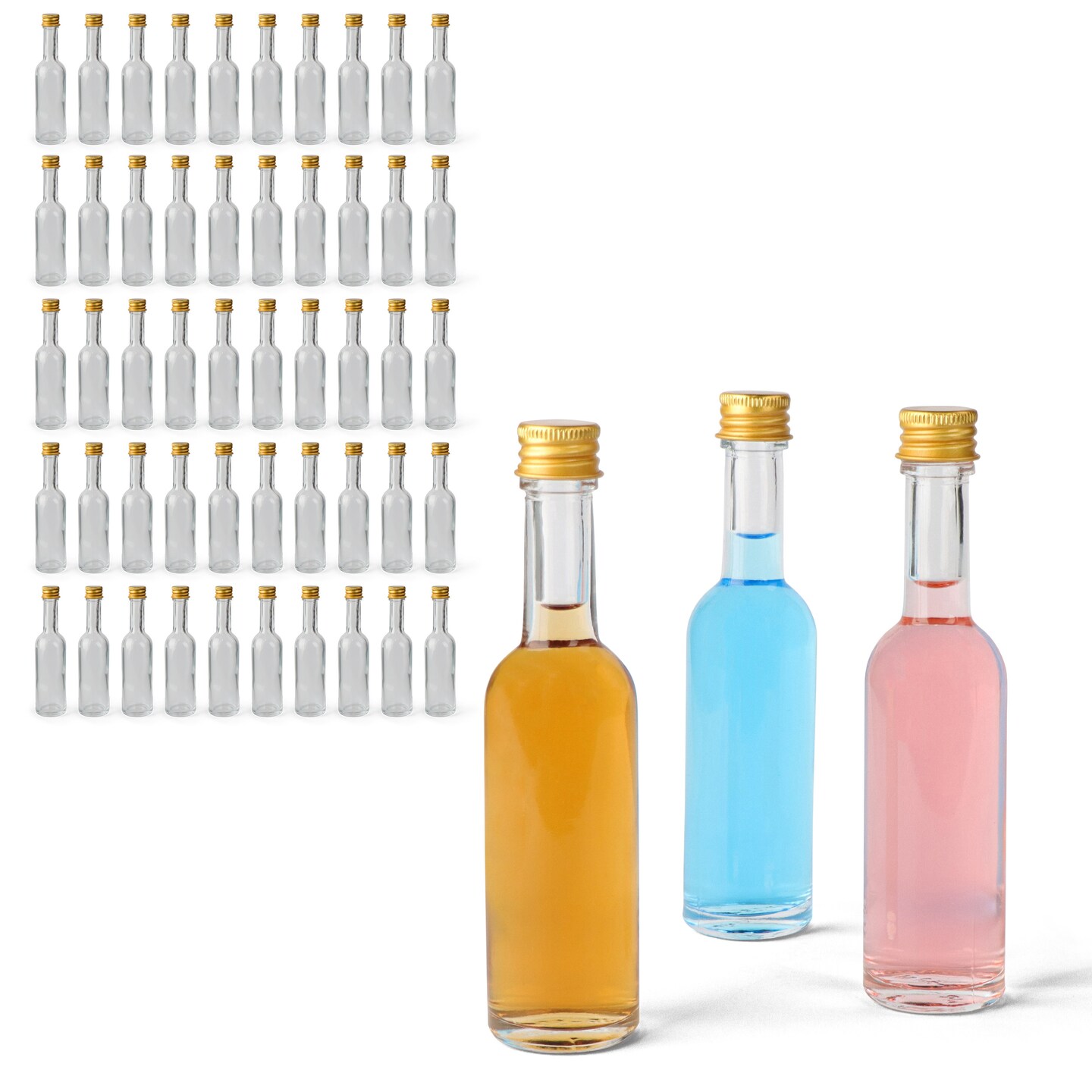 G Francis 1.7oz Mini Alcohol Bottles - 50ml Glass Shot Bottles with ...