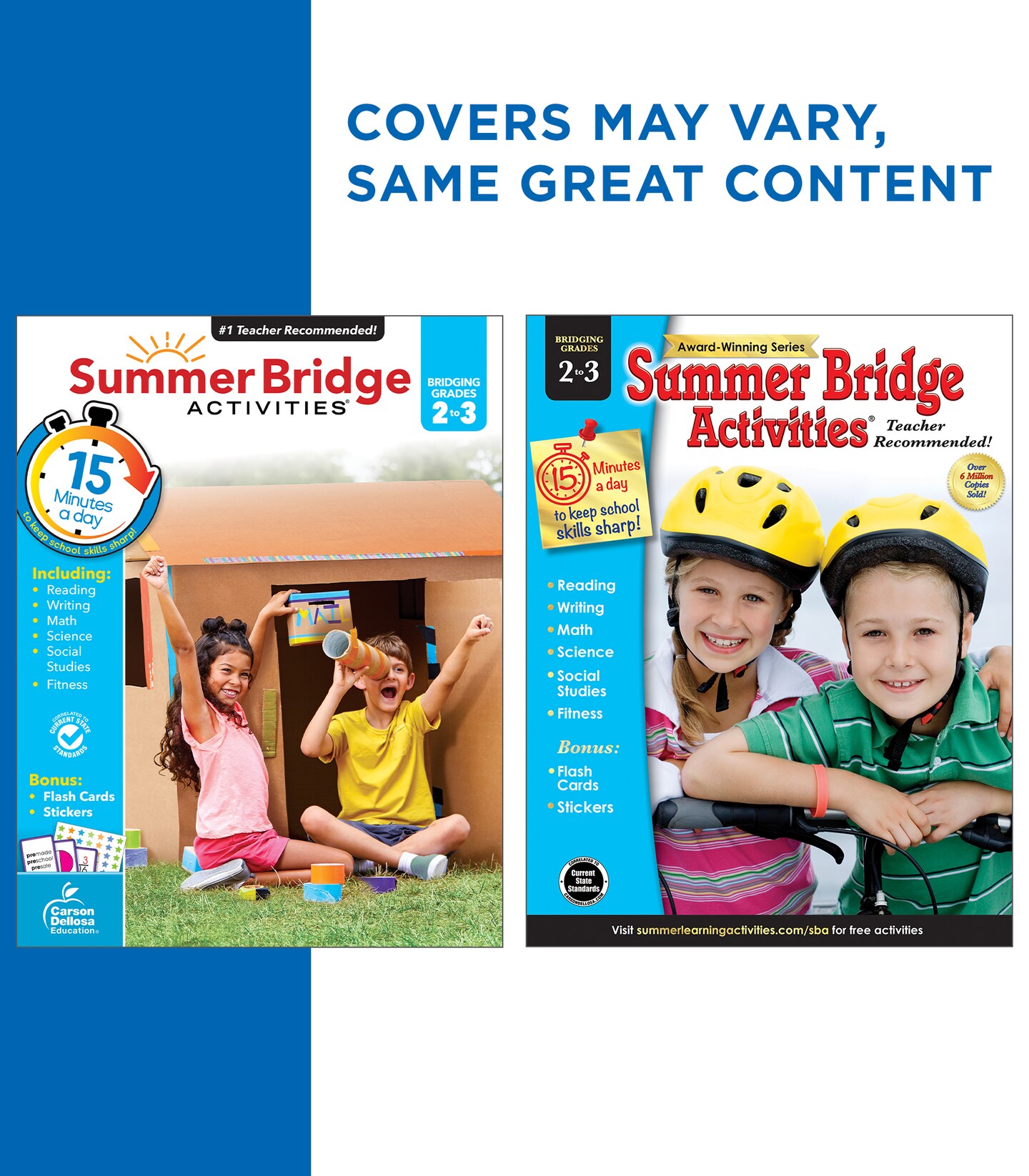 Summer Bridge Activities 2nd to 3rd Grade Workbooks, Activity Book With Math, Reading Comprehension, Science, Fitness, Social Studies, Writing Practice, and Flash Cards
