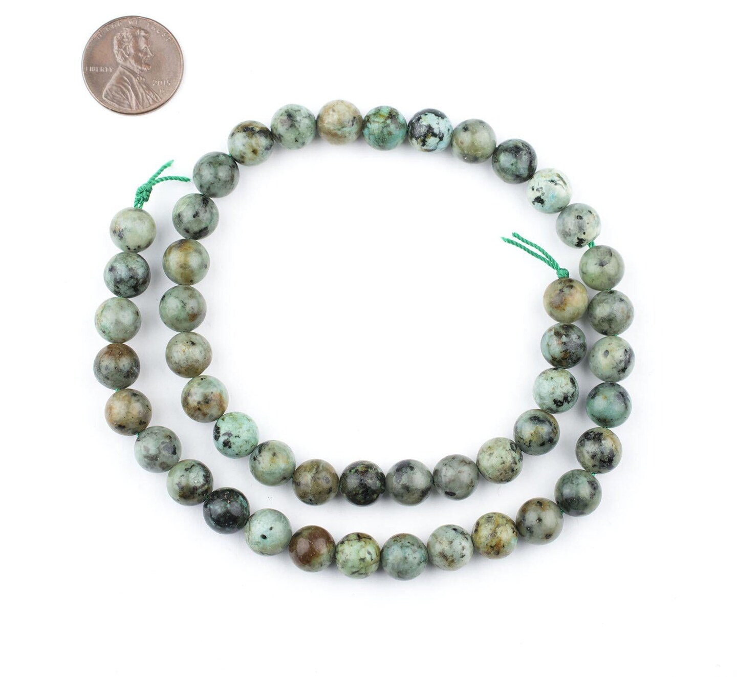 8mm African Turquoise Beads - Full Strand of Genuine Authentic Gemstone Beads - The Bead Chest (Polished)