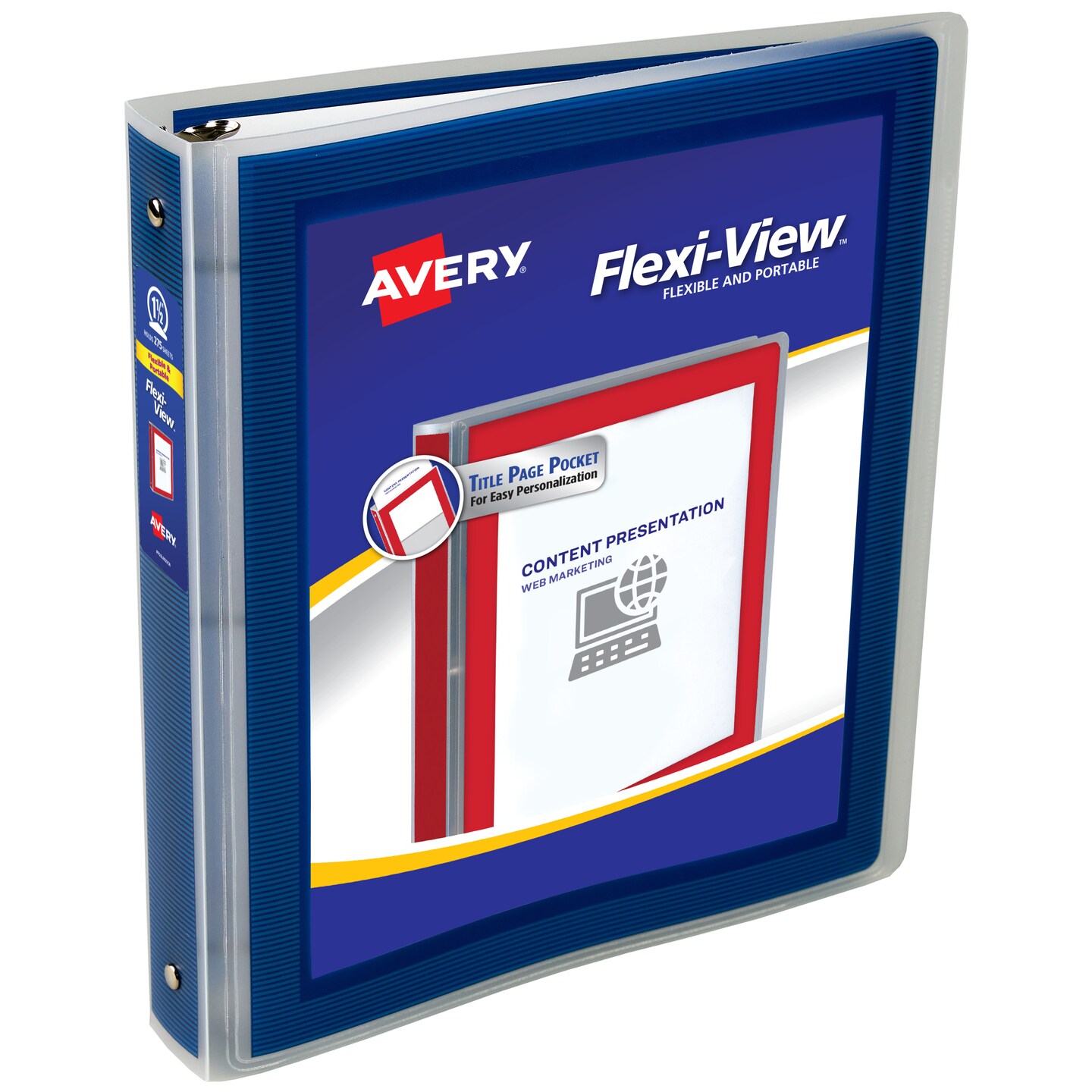 Avery Flexi-View 3 Ring Binder, 1.5" Round Rings, 1 Navy Blue Binder (17638)